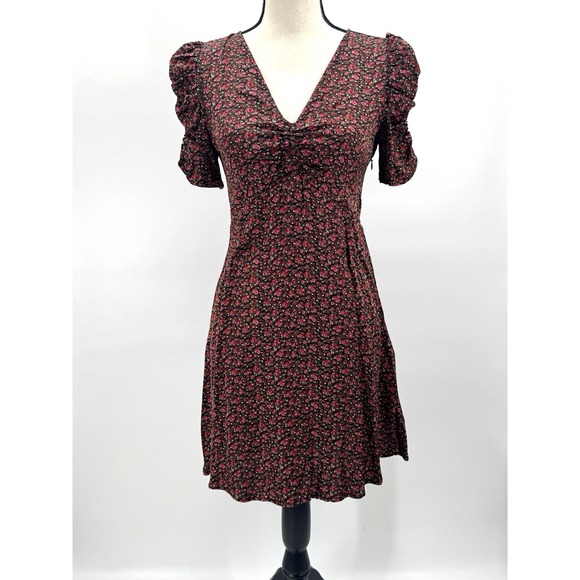 GAP Dresses & Skirts - Whimsigoth Gap Ditzy Floral Mini Dress Small Ruched Fairy Grunge Dark Cottage